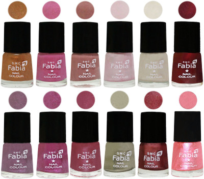 

Fabia Premium Lacquer Extra Shine Nail Polish Shades Of (12 Pcs Nail Polish) Golden -Light Plum-Nude-Lychee-Light Cream-Maroon-Light Violet-Rani-Pink Maroonish-Oyster-Nude Pink-Jerry Peach(Pack of 12)