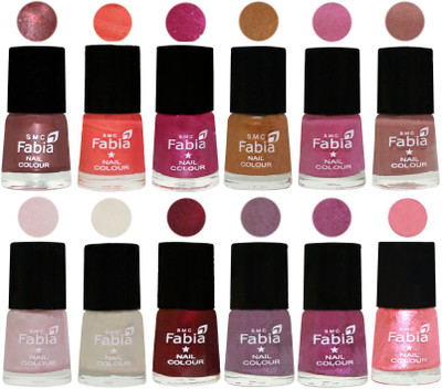 

Fabia Premium Lacquer Extra Shine Nail Polish Shades Of (12 Pcs Nail Polish) Dark Red Chrome-Peach-Light Magenta-Golden -Light Plum-Nude-Lychee-Light Cream-Maroon-Light Violet-Rani-Jerry Peach(Pack of 12)