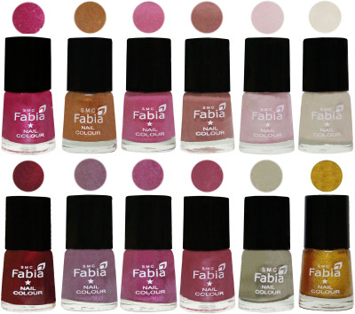 

Fabia Premium Shine & Glossy Nail Polish Collection Shades (12 Pcs Combo) Light Magenta-Golden -Light Plum-Nude-Lychee-Light Cream-Maroon-Light Violet-Rani-Pink Maroonish-Oyster-Jerry Golden(Pack of 12)