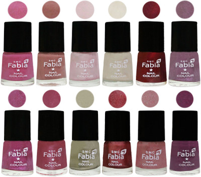 

Fabia Premium Lacquer Extra Shine Nail Polish Shades Of (12 Pcs Nail Polish) Light Plum-Nude-Lychee-Light Cream-Maroon-Light Violet-Rani-Pink Maroonish-Oyster-Nude Pink-Light pink-Brinjal Purple(Pack of 12)
