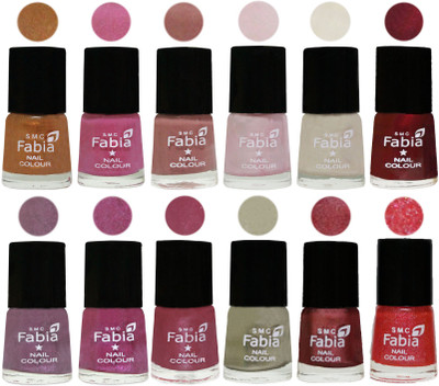 

Fabia Premium Collection 12 Piece Color Nail Polish Shades Golden -Light Plum-Nude-Lychee-Light Cream-Maroon-Light Violet-Rani-Pink Maroonish-Oyster-Nude Pink-Jerry Pink(Pack of 12)