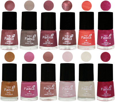 

Fabia Premium Collection 12 Piece Color Nail Polish Shades Lip-Light Beige-Dusty Pink-Dark Red Chrome-Peach-Light Magenta-Golden -Light Plum-Nude-Lychee-Light Cream-Cherry Pink(Pack of 12)