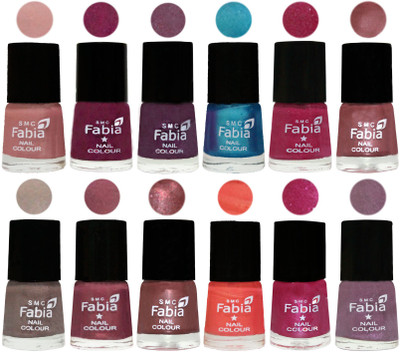 

Fabia Premium Collection 12 Piece Color Nail Polish Shades Shrimp Pastell-Cherry Blossom-Light Jam-Denim-Hot Magenta-Lip-Light Beige-Dusty Pink-Dark Red Chrome-Peach-Light Magenta-Light Violet(Pack of 12)