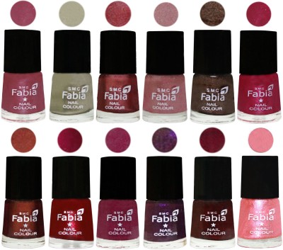 

Fabia Premium Shine & Glossy Nail Polish Collection Shades (12 Pcs Combo) Pink Maroonish-Oyster-Nude Pink-Light pink-Dark Brown-Cherry Pink-Berry-Dark Magenta-Rose Pink-Dark Purple-Royal Red-Jerry Peach(Pack of 12)