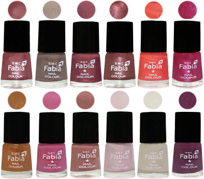 

Fabia Premium Collection 12 Piece Color Nail Polish Shades Lip-Light Beige-Dusty Pink-Dark Red Chrome-Peach-Light Magenta-Golden -Light Plum-Nude-Lychee-Light Cream-Brinjal Purple(Pack of 12)