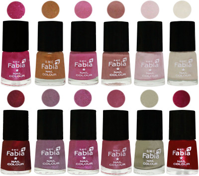 

Fabia Premium Collection 12 Piece Color Nail Polish Shades Light Magenta-Golden -Light Plum-Nude-Lychee-Light Cream-Maroon-Light Violet-Rani-Pink Maroonish-Oyster-Dark Magenta(Pack of 12)