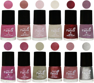 

Fabia Premium Lacquer Extra Shine Nail Polish Shades Of (12 Pcs Nail Polish) Light Plum-Nude-Lychee-Light Cream-Maroon-Light Violet-Rani-Pink Maroonish-Oyster-Nude Pink-Light pink-Silver(Pack of 12)