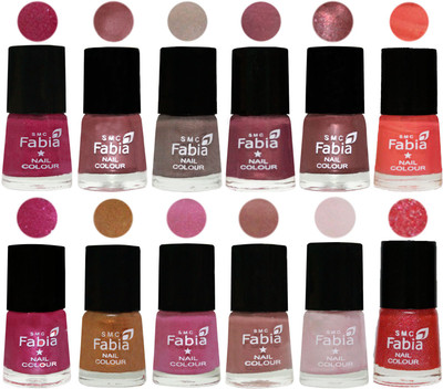 

Fabia Premium Lacquer Extra Shine Nail Polish Shades Of (12 Pcs Nail Polish) Hot Magenta-Lip-Light Beige-Dusty Pink-Dark Red Chrome-Peach-Light Magenta-Golden -Light Plum-Nude-Lychee-Jerry Pink(Pack of 12)