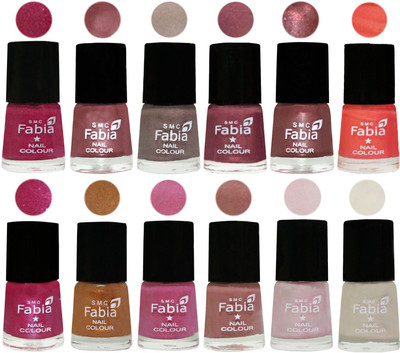 

Fabia Premium Lacquer Extra Shine Nail Polish Shades Of (12 Pcs Nail Polish) Hot Magenta-Lip-Light Beige-Dusty Pink-Dark Red Chrome-Peach-Light Magenta-Golden -Light Plum-Nude-Lychee-Light Cream(Pack of 12)