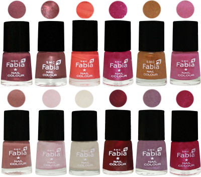 

Fabia Premium Lacquer Extra Shine Nail Polish Shades Of (12 Pcs Nail Polish) Dusty Pink-Dark Red Chrome-Peach-Light Magenta-Golden -Light Plum-Nude-Lychee-Light Cream-Maroon-Light Violet-Cherry Pink(Pack of 12)