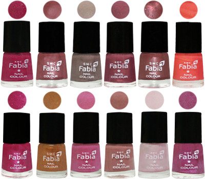 

Fabia Premium Lacquer Extra Shine Nail Polish Shades Of (12 Pcs Nail Polish) Hot Magenta-Lip-Light Beige-Dusty Pink-Dark Red Chrome-Peach-Light Magenta-Golden -Light Plum-Nude-Lychee-Rani(Pack of 12)
