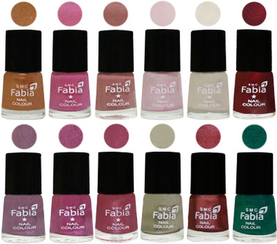 

Fabia Premium Lacquer Extra Shine Nail Polish Shades Of (12 Pcs Nail Polish) Golden -Light Plum-Nude-Lychee-Light Cream-Maroon-Light Violet-Rani-Pink Maroonish-Oyster-Nude Pink-Green(Pack of 12)