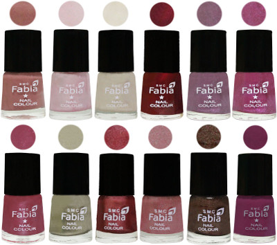 

Fabia Premium Collection 12 Piece Color Nail Polish Shades Nude-Lychee-Light Cream-Maroon-Light Violet-Rani-Pink Maroonish-Oyster-Nude Pink-Light pink-Dark Brown-Light purple(Pack of 12)