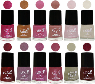 

Fabia Premium Collection 12 Piece Color Nail Polish Shades Light Magenta-Golden -Light Plum-Nude-Lychee-Light Cream-Maroon-Light Violet-Rani-Pink Maroonish-Oyster-Royal Red(Pack of 12)