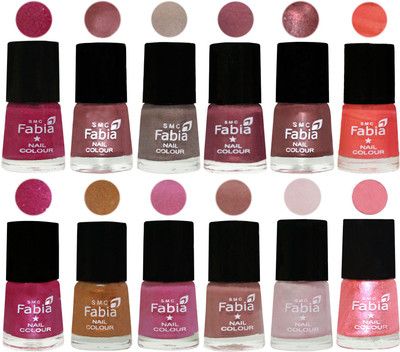

Fabia Premium Shine & Glossy Nail Polish Collection Shades (12 Pcs Combo) Hot Magenta-Lip-Light Beige-Dusty Pink-Dark Red Chrome-Peach-Light Magenta-Golden -Light Plum-Nude-Lychee-Jerry Peach(Pack of 12)