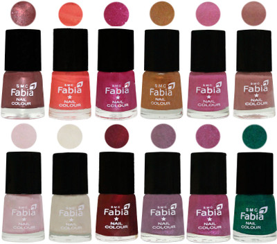 

Fabia Premium Lacquer Extra Shine Nail Polish Shades Of (12 Pcs Nail Polish) Dark Red Chrome-Peach-Light Magenta-Golden -Light Plum-Nude-Lychee-Light Cream-Maroon-Light Violet-Rani-Green(Pack of 12)