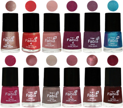 

Fabia Premium Collection 12 Piece Color Nail Polish Shades Light Nude-Red Orange-Shrimp Pastell-Cherry Blossom-Light Jam-Denim-Hot Magenta-Lip-Light Beige-Dusty Pink-Dark Red Chrome-Royal Red(Pack of 12)