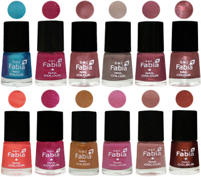 

Fabia Premium Shine & Glossy Nail Polish Collection Shades (12 Pcs Combo) Denim-Hot Magenta-Lip-Light Beige-Dusty Pink-Dark Red Chrome-Peach-Light Magenta-Golden -Light Plum-Nude-Berry(Pack of 12)