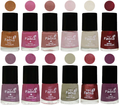 

Fabia Premium Collection 12 Piece Color Nail Polish Shades Golden -Light Plum-Nude-Lychee-Light Cream-Maroon-Light Violet-Rani-Pink Maroonish-Oyster-Nude Pink-Brinjal Purple(Pack of 12)