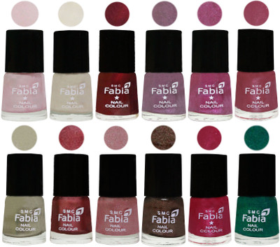 

Fabia Premium Lacquer Extra Shine Nail Polish Shades Of (12 Pcs Nail Polish) Lychee-Light Cream-Maroon-Light Violet-Rani-Pink Maroonish-Oyster-Nude Pink-Light pink-Dark Brown-Cherry Pink-Green(Pack of 12)