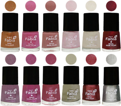 

Fabia Premium Collection 12 Piece Color Nail Polish Shades Golden -Light Plum-Nude-Lychee-Light Cream-Maroon-Light Violet-Rani-Pink Maroonish-Oyster-Nude Pink-Silver(Pack of 12)