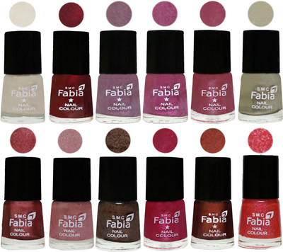 

Fabia Premium Lacquer Extra Shine Nail Polish Shades Of (12 Pcs Nail Polish) Light Cream-Maroon-Light Violet-Rani-Pink Maroonish-Oyster-Nude Pink-Light pink-Dark Brown-Cherry Pink-Berry-Jerry Pink(Pack of 12)