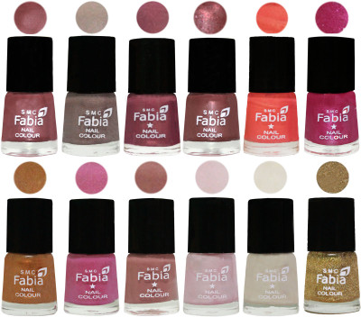 

Fabia Premium Shine & Glossy Nail Polish Collection Shades (12 Pcs Combo) Lip-Light Beige-Dusty Pink-Dark Red Chrome-Peach-Light Magenta-Golden -Light Plum-Nude-Lychee-Light Cream-Light Golden(Pack of 12)