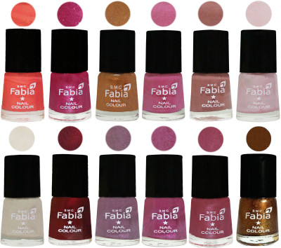 

Fabia Premium Lacquer Extra Shine Nail Polish Shades Of (12 Pcs Nail Polish) Peach-Light Magenta-Golden -Light Plum-Nude-Lychee-Light Cream-Maroon-Light Violet-Rani-Pink Maroonish-Dark Golden(Pack of 12)