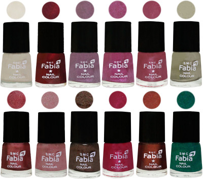

Fabia Premium Shine & Glossy Nail Polish Collection Shades (12 Pcs Combo) Light Cream-Maroon-Light Violet-Rani-Pink Maroonish-Oyster-Nude Pink-Light pink-Dark Brown-Cherry Pink-Berry-Green(Pack of 12)