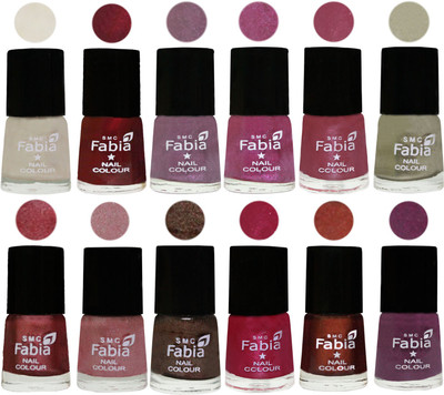 

Fabia Premium Lacquer Extra Shine Nail Polish Shades Of (12 Pcs Nail Polish) Light Cream-Maroon-Light Violet-Rani-Pink Maroonish-Oyster-Nude Pink-Light pink-Dark Brown-Cherry Pink-Berry-Brinjal Purple(Pack of 12)
