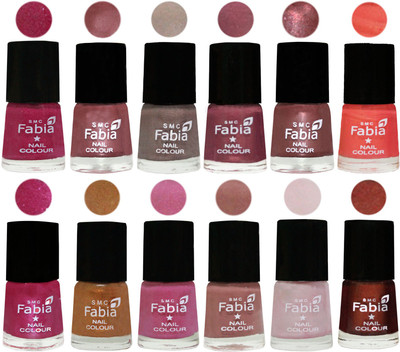 

Fabia Premium Shine & Glossy Nail Polish Collection Shades (12 Pcs Combo) Hot Magenta-Lip-Light Beige-Dusty Pink-Dark Red Chrome-Peach-Light Magenta-Golden -Light Plum-Nude-Lychee-Berry(Pack of 12)