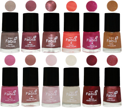 

Fabia Premium Lacquer Extra Shine Nail Polish Shades Of (12 Pcs Nail Polish) Light Beige-Dusty Pink-Dark Red Chrome-Peach-Light Magenta-Golden -Light Plum-Nude-Lychee-Light Cream-Maroon-Nude Pink(Pack of 12)