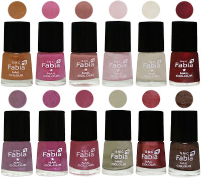 

Fabia Premium Shine & Glossy Nail Polish Collection Shades (12 Pcs Combo) Golden -Light Plum-Nude-Lychee-Light Cream-Maroon-Light Violet-Rani-Pink Maroonish-Oyster-Nude Pink-Dark Brown(Pack of 12)