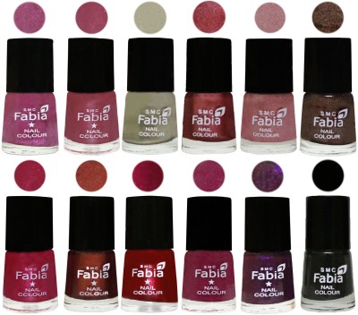 

Fabia Premium Shine & Glossy Nail Polish Collection Shades (12 Pcs Combo) Rani-Pink Maroonish-Oyster-Nude Pink-Light pink-Dark Brown-Cherry Pink-Berry-Dark Magenta-Rose Pink-Dark Purple-Black(Pack of 12)