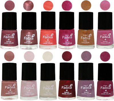 

Fabia Premium Lacquer Extra Shine Nail Polish Shades Of (12 Pcs Nail Polish) Dusty Pink-Dark Red Chrome-Peach-Light Magenta-Golden -Light Plum-Nude-Lychee-Light Cream-Maroon-Light Violet-Rose Pink(Pack of 12)