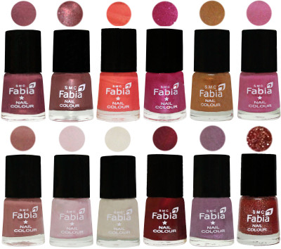 

Fabia Premium Collection 12 Piece Color Nail Polish Shades Dusty Pink-Dark Red Chrome-Peach-Light Magenta-Golden -Light Plum-Nude-Lychee-Light Cream-Maroon-Light Violet-Jerry Wine(Pack of 12)