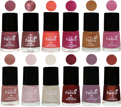 

Fabia Premium Shine & Glossy Nail Polish Collection Shades (12 Pcs Combo) Dusty Pink-Dark Red Chrome-Peach-Light Magenta-Golden -Light Plum-Nude-Lychee-Light Cream-Maroon-Light Violet-Berry(Pack of 12)