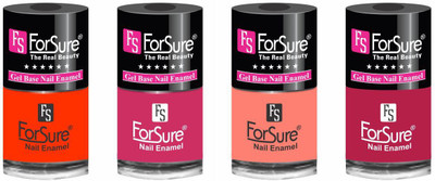 

forsure HD color long lasting matte nail polish (set of 4) unique shades orange, ruby pink, peach, mania pink(Pack of 4)