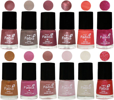 

Fabia Premium Collection 12 Piece Color Nail Polish Shades Lip-Light Beige-Dusty Pink-Dark Red Chrome-Peach-Light Magenta-Golden -Light Plum-Nude-Lychee-Light Cream-Jerry Pink(Pack of 12)