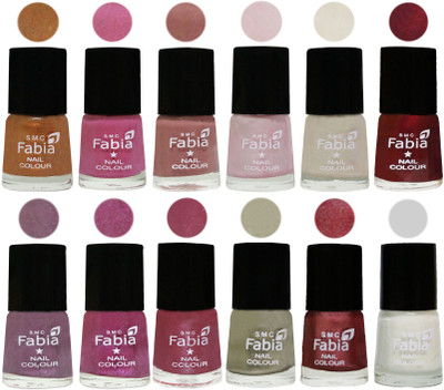 

Fabia Premium Collection 12 Piece Color Nail Polish Shades Golden -Light Plum-Nude-Lychee-Light Cream-Maroon-Light Violet-Rani-Pink Maroonish-Oyster-Nude Pink-White(Pack of 12)