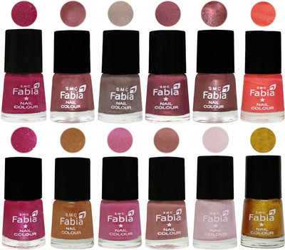 

Fabia Premium Shine & Glossy Nail Polish Collection Shades (12 Pcs Combo) Hot Magenta-Lip-Light Beige-Dusty Pink-Dark Red Chrome-Peach-Light Magenta-Golden -Light Plum-Nude-Lychee-Jerry Golden(Pack of 12)
