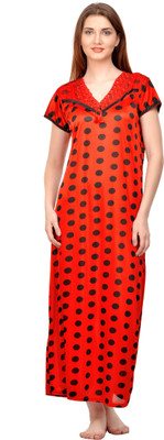 PHALIN Women Nighty(Red, Black) PHALIN Women Nighty(Red, Black)