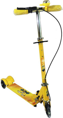 

Amazia 3 Wheel Folding minions Scooter with LED lights on wheel and Bell & Handbrakes(Multicolor)