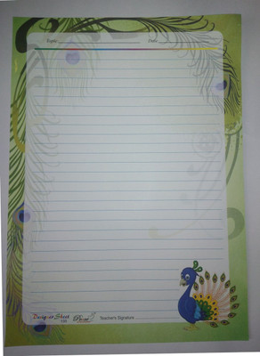 

Peace A4 Designer Sheet ( pack of 5x20 sheets) One side ruled A4 Project Paper(Set of 5, Coloured)