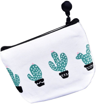 

Jadebin Mini Wallet Canvas Purse Pouch Multipurpose Organizer for Jewellery Earings | Earphones | SD Cards | Medicines - Four Cactus Pouch(Black)