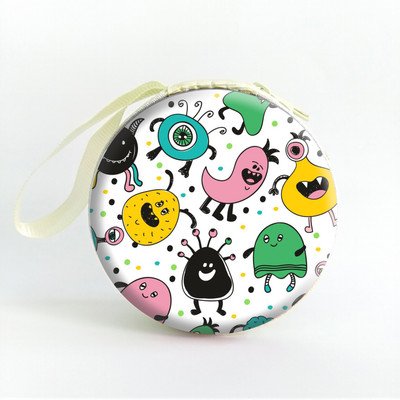 

Jadebin Round Zip Earphone Cable Earbuds SD Card Carrying Bag Coin Purse(White)