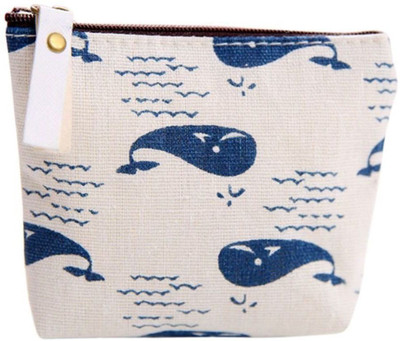 Jadebin Mini Wallet Canvas Purse Pouch Multipurpose Organizer for Jewellery Earings | Earphones | SD Cards | Medicines - Whale Pouch(Blue)