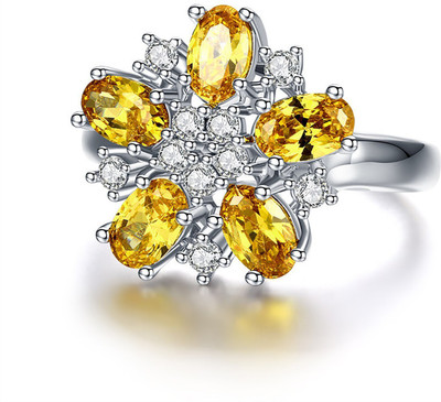 DeeeVam Sterling Silver Swarovski Crystal Platinum Plated Ring DeeeVam Sterling Silver Swarovski Crystal Platinum Plated Ring