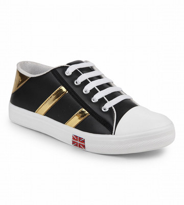 

STEEMO Women's Black Synthetic Leather Sneakers Shoes Sneakers For Women(Multicolor