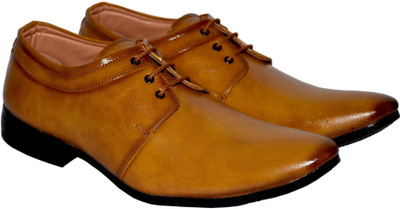 

Platly Genuine Leather Formal Shoes Lace Up For Men(Tan